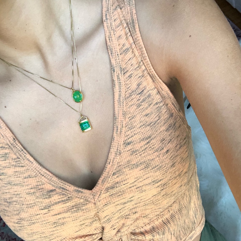 Double Pendant Jade Emerald Necklace